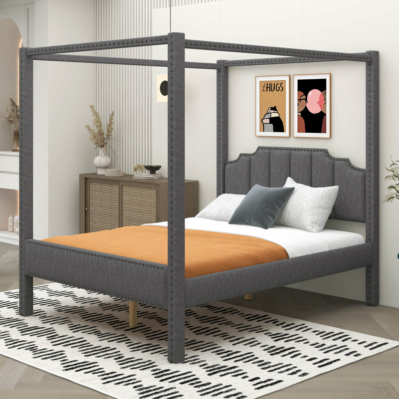 Caversham Queen Size Upholstery Canopy Platform Bed